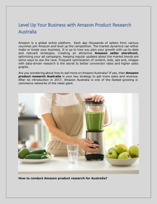 Level Up Your Business with Amazon Product Research Australia