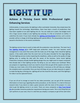 Achieve A Thriving Event With Professional Light-Enhancing Services