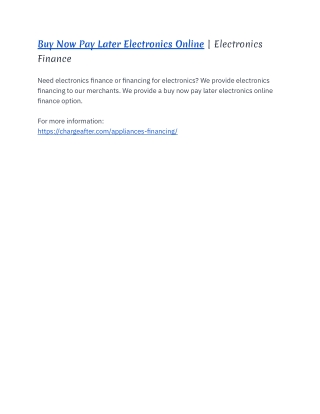 Buy Now Pay Later Electronics Online | Electronics Finance