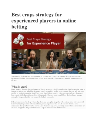Best craps strategy for experienced players in online betting