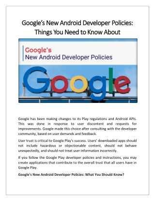 Google’s New Android Developer Policies.Things You Need to Know About.