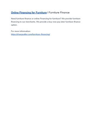 Online Financing for Furniture | Furniture Finance
