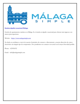 Gestion alquiler vacacional Malaga