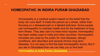 HOMEOPATHIC IN INDIRA PURAM GHAZIABAD