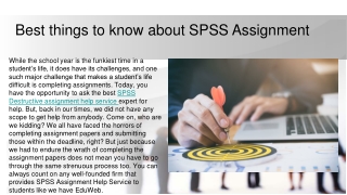 Best SPSS Assignment Help Service