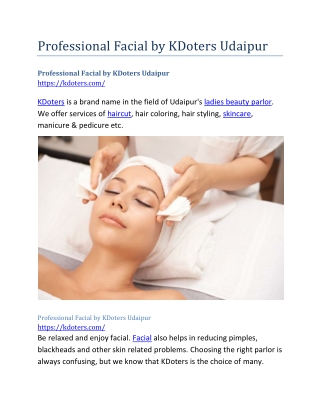 Professional Facial by KDoters Udaipur