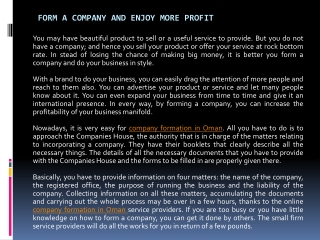 Form a Company and Enjoy More Profit