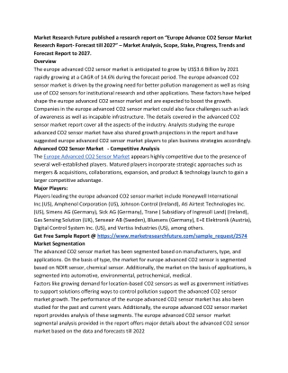 Europe Advance CO2 Sensor Market Key Players,Latest Trends,Future Insights 2027