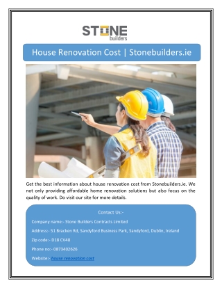House Renovation Cost | Stonebuilders.ie