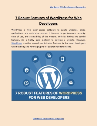 7 Robust Features of WordPress for Web Developers