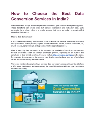 How to Choose the Best Data Conversion Services in India