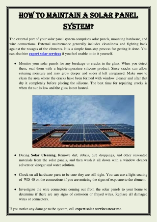 How To Maintain A Solar Panel System