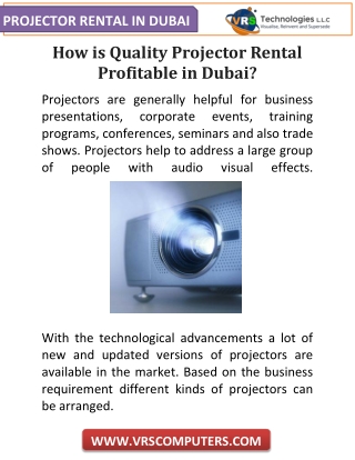 How is Quality Projector Rental Profitable in Dubai