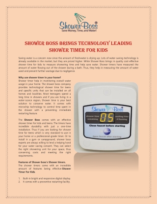 Shower Boss Brings Technology Leading Shower Timer for Kids