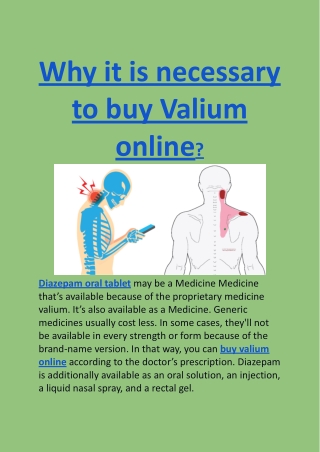 Why it is necessary to buy Valium online?