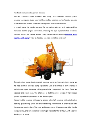 The Top Construcion Equipment Choices