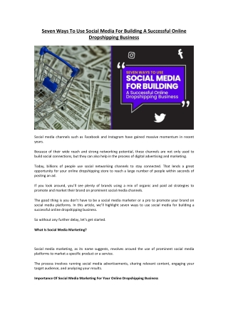 Seven Ways To Use Social Media For Building A Successful Online Dropshipping Business