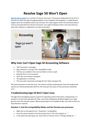 How to Fix Sage Program Won't Open Error?