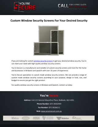 Custom Window Security Screens For Your Desired Security