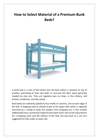 How to Select Material of a Premium Bunk Beds?