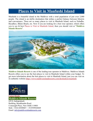 Places to Visit in Maafushi Island