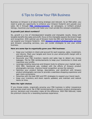 6 Tips to Grow Your FBA Business