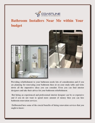 Bathroom Installers Near Me within Your budget