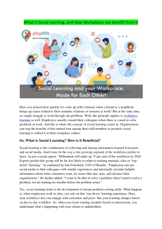 What is Social Learning, and How Workplaces can benefit from it