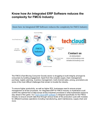 Know how An Integrated ERP Software reduces the complexity for FMCG Industry