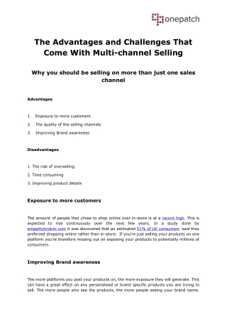 The Advantages and Challenges That Come With Multi-channel Selling