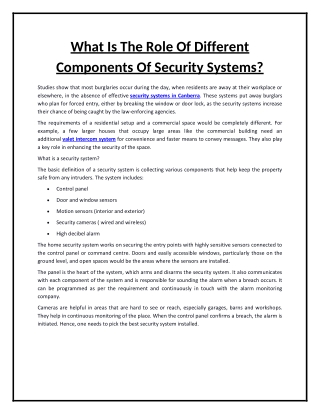 What Is The Role Of Different Components Of Security Systems