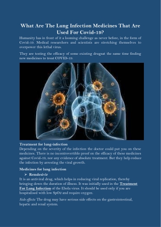 What Are The Lung Infection Medicines That Are Used For Covid-19