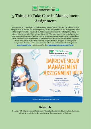 5 Things to Take Care in Management Assignment