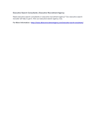 Executive Search Consultants | Executive Recruitment Agency