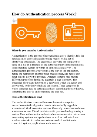 How do Authentication process Work