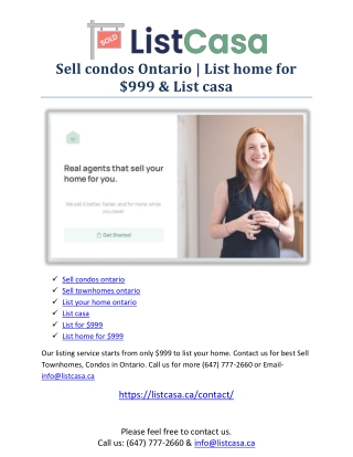 Sell townhomes ontario
