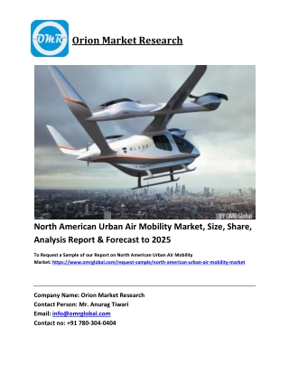 North American Urban Air Mobility Market Trends, Size, Competitive Analysis and