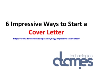 6 Impressive Ways to Start a Cover Letter