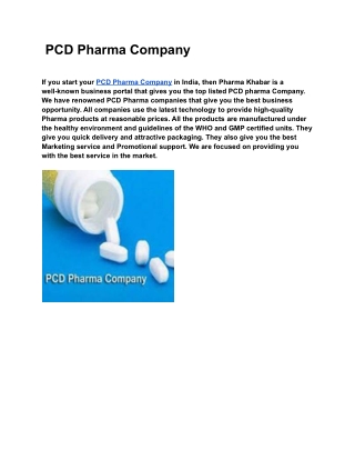 PCD Pharma Company