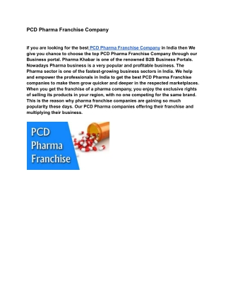 PCD Pharma Franchise Company