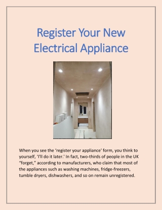 Register Your New Electrical Appliance
