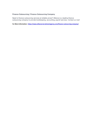 Finance Outsourcing | Finance Outsourcing Company
