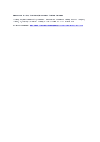 Permanent Staffing Solutions | Permanent Staffing Services