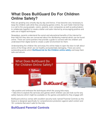 What Does BullGuard Do For Children Online Safety?