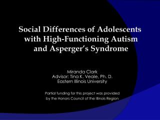 Social Differences of Adolescents with High-Functioning Autism and Asperger’s Syndrome