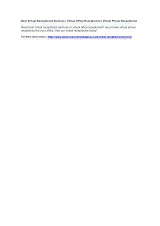 Best Virtual Receptionist Services | Virtual Office Receptionist | Virtual Phone