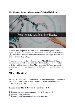 The Ultimate Guide on Robotics and artificial intelligence