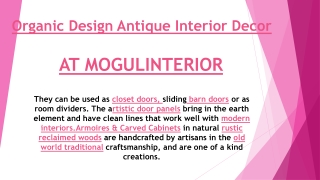 Organic Design Antique Interior Decor