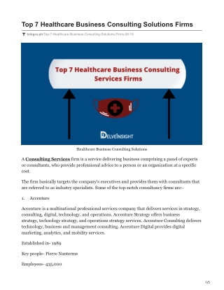 Top 7 Healthcare Business Consulting Solutions Firms