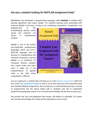 Are you a student looking for MATLAB assignment help